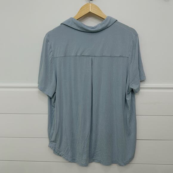 Women’s Cozy Earth Blue V Neck Soft Pajama Sleep Top Shirt Large L - Picture 4 of 4